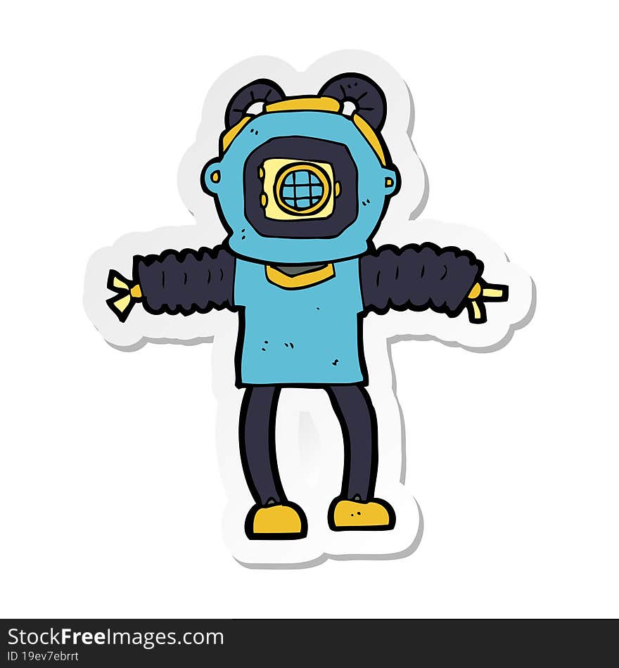 sticker of a cartoon deep sea diver