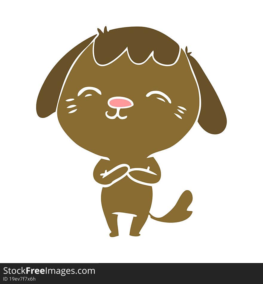 happy flat color style cartoon dog