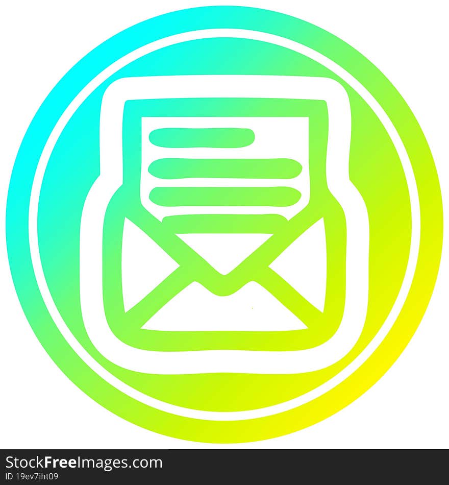 envelope letter circular icon with cool gradient finish. envelope letter circular icon with cool gradient finish