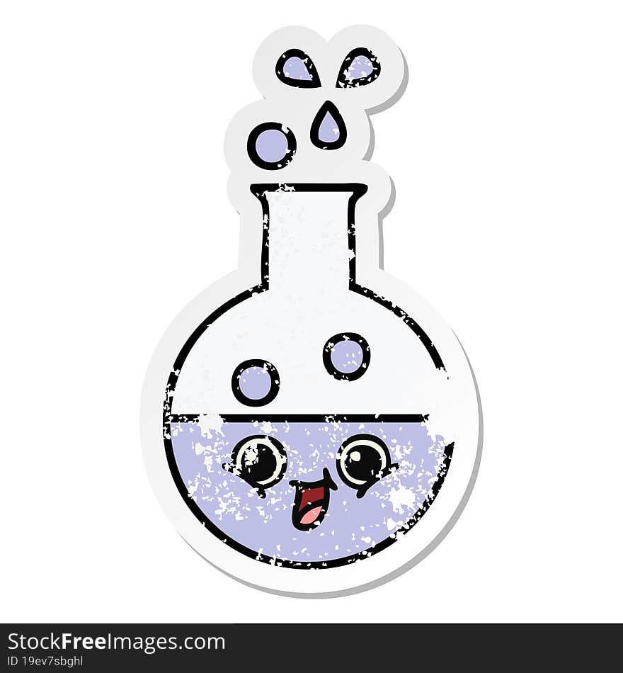 Distressed Sticker Of A Cute Cartoon Test Tube