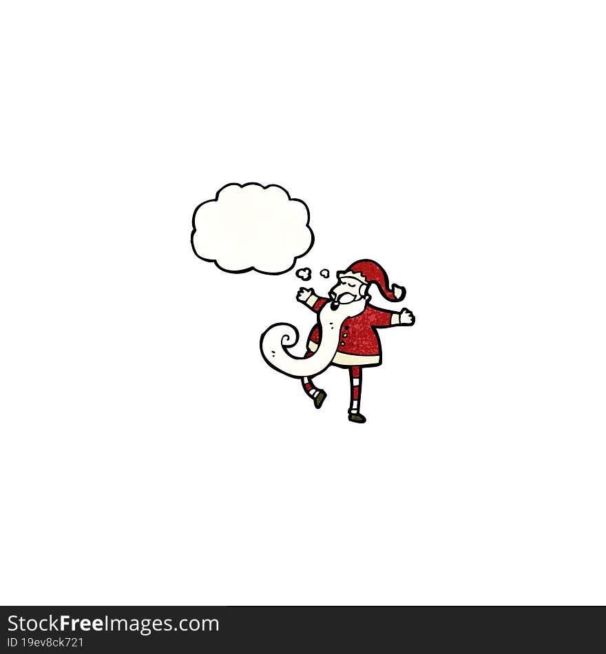 cartoon santa with thought bubble