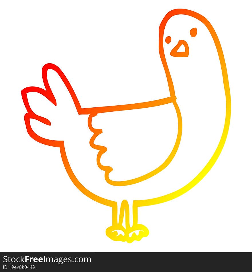 warm gradient line drawing cartoon pigeon