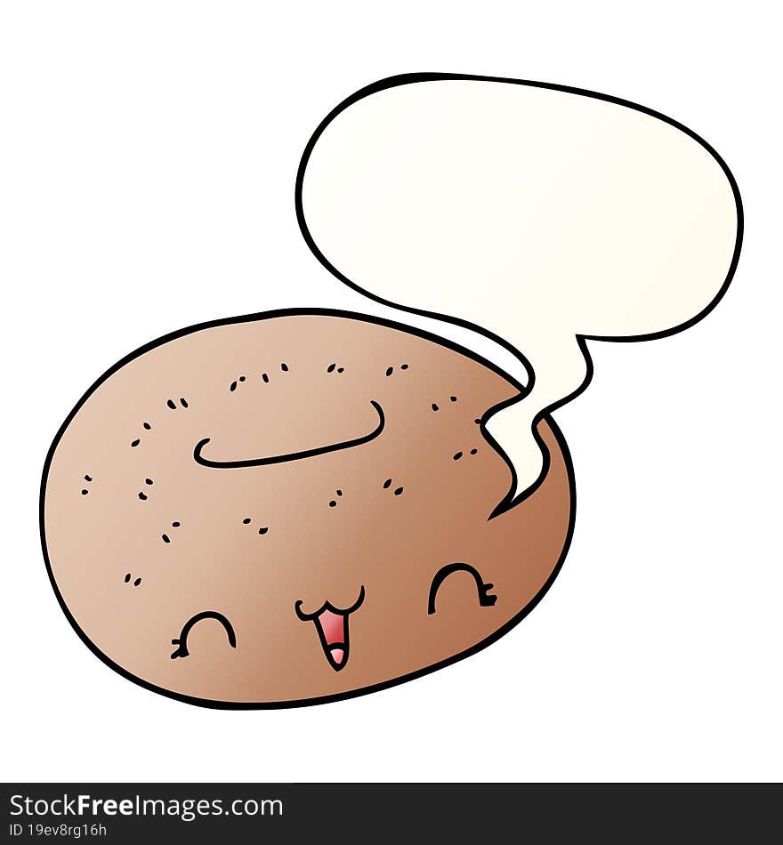 cute cartoon donut and speech bubble in smooth gradient style