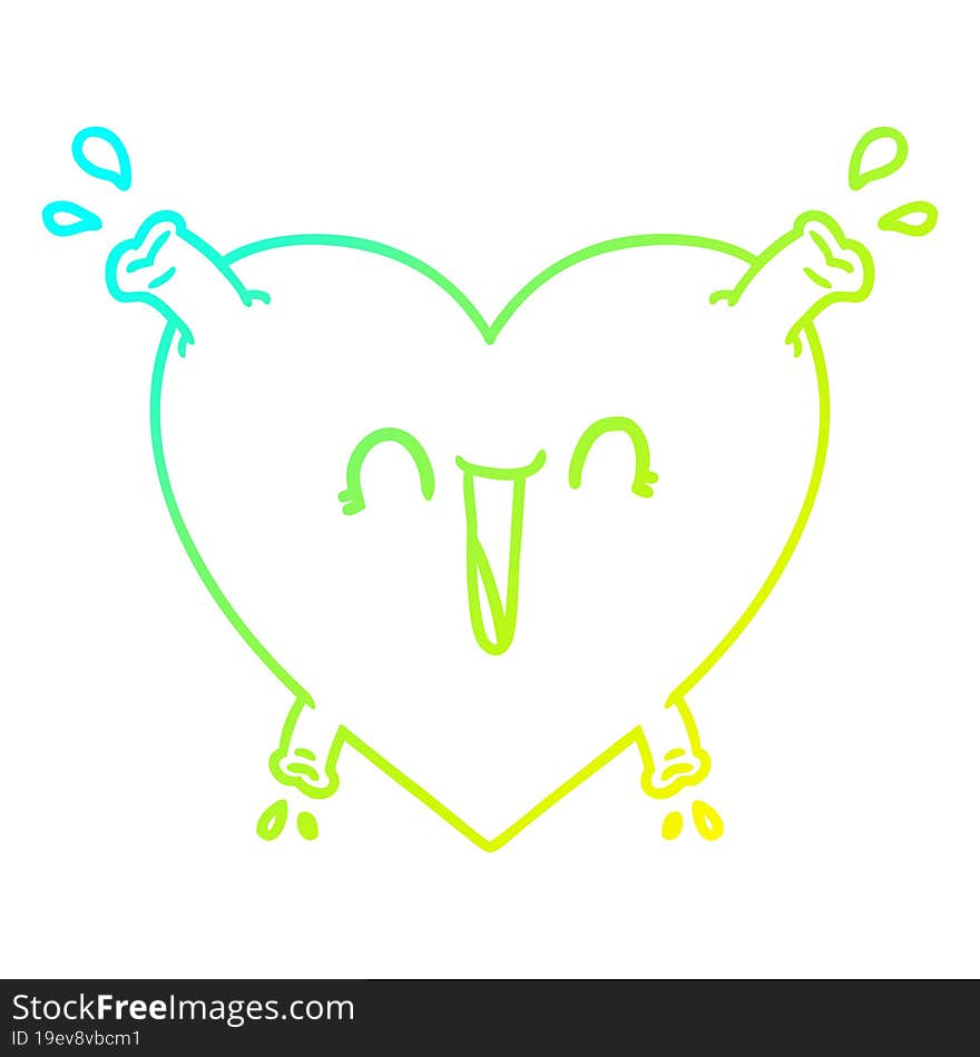 Cold Gradient Line Drawing Cartoon Healthy Heart