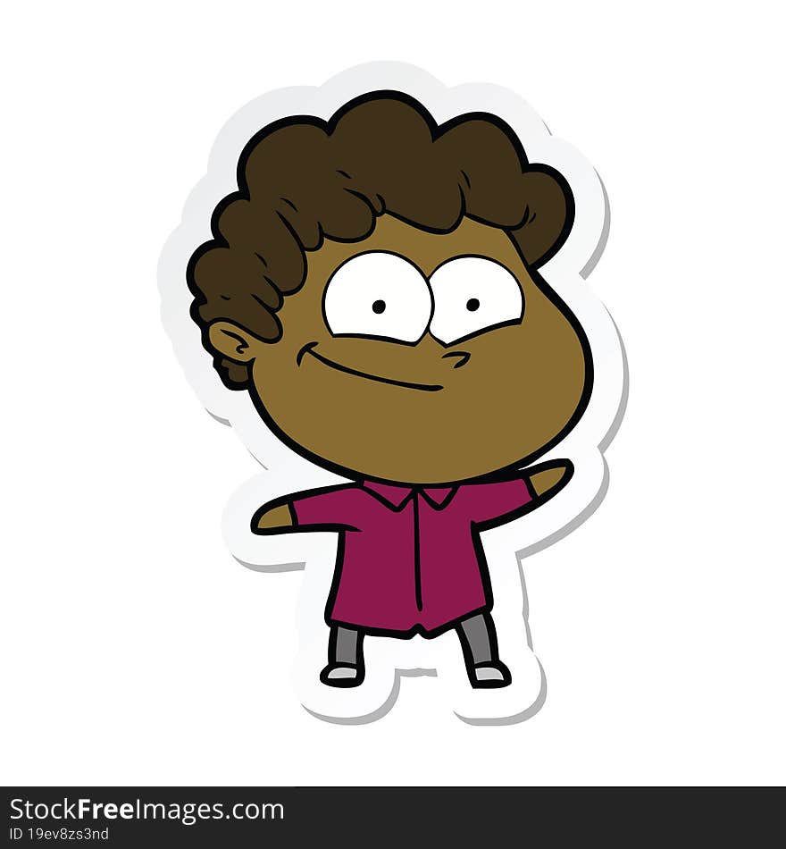 sticker of a cartoon happy man