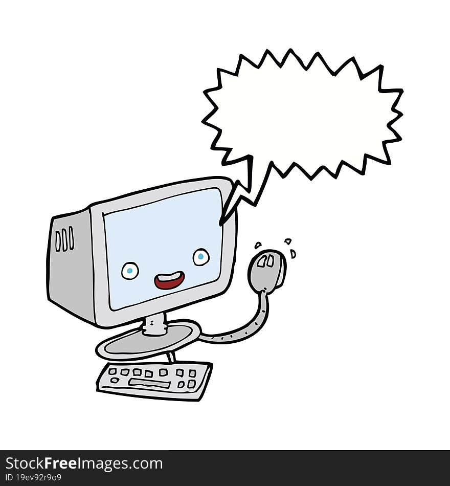 Cartoon Computer With Speech Bubble