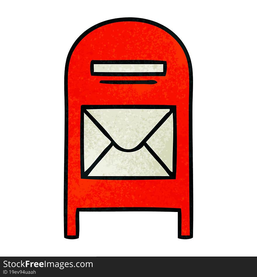 retro grunge texture cartoon mail box