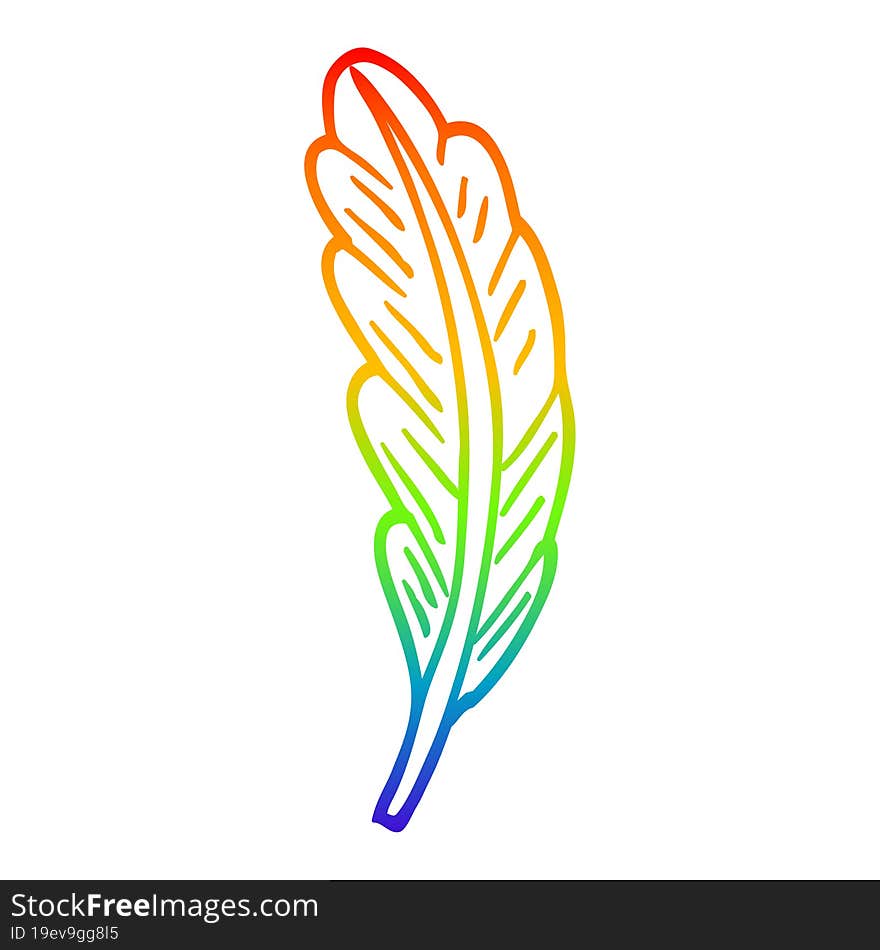 rainbow gradient line drawing cartoon bird feather