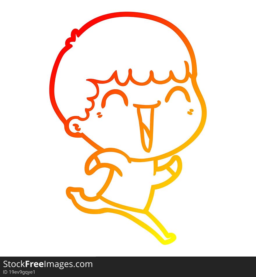 Warm Gradient Line Drawing Cartoon Happy Man