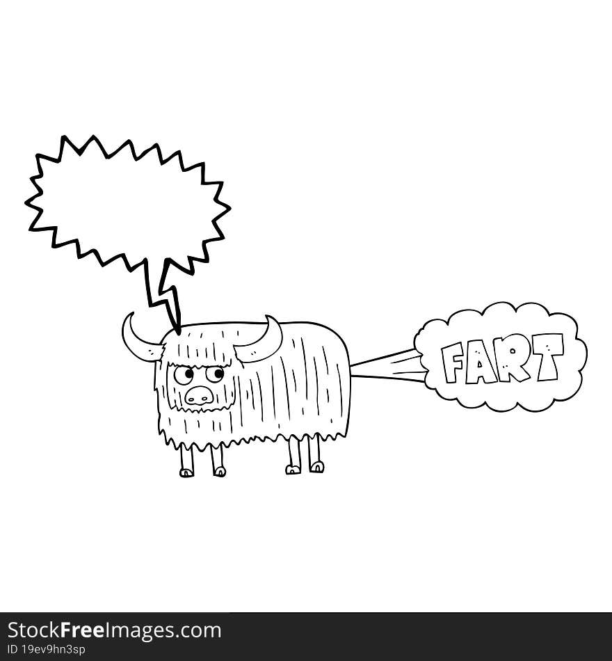 speech bubble cartoon hairy cow farting