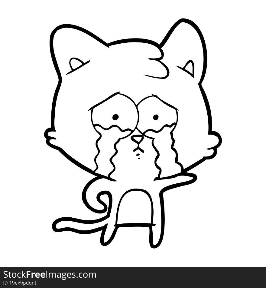 cartoon crying cat. cartoon crying cat