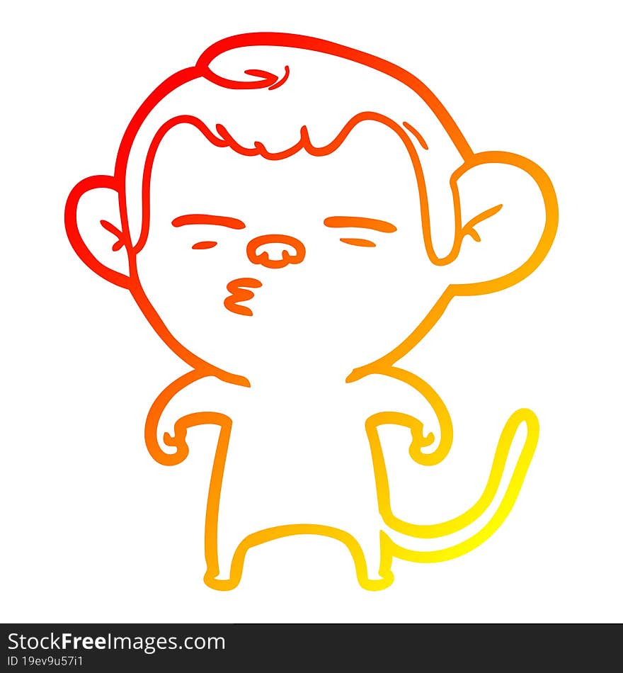 Warm Gradient Line Drawing Cartoon Suspicious Monkey