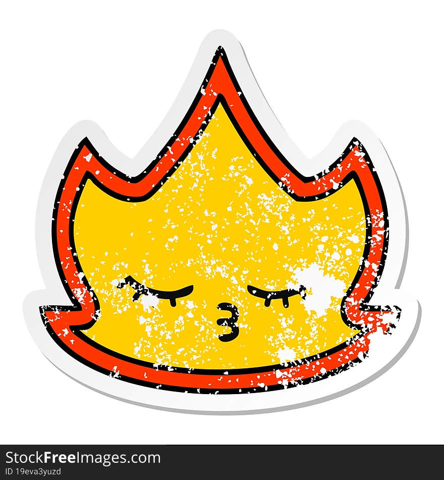 Distressed Sticker Of A Cute Cartoon Fire