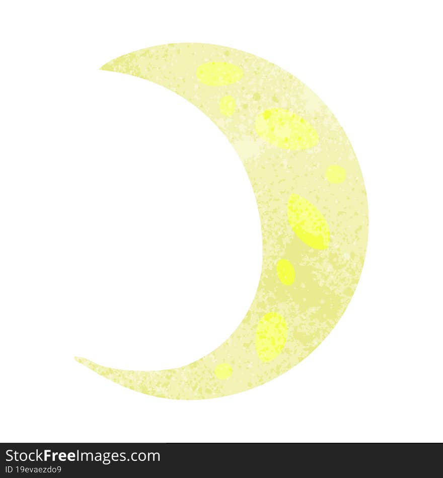 retro cartoon doodle of a crescent moon