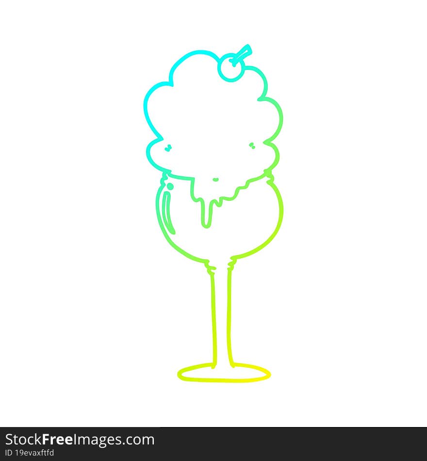 cold gradient line drawing cartoon ice cream desert