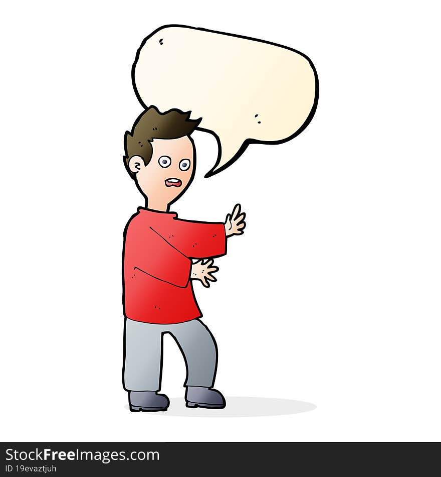 cartoon shocked man with speech bubble