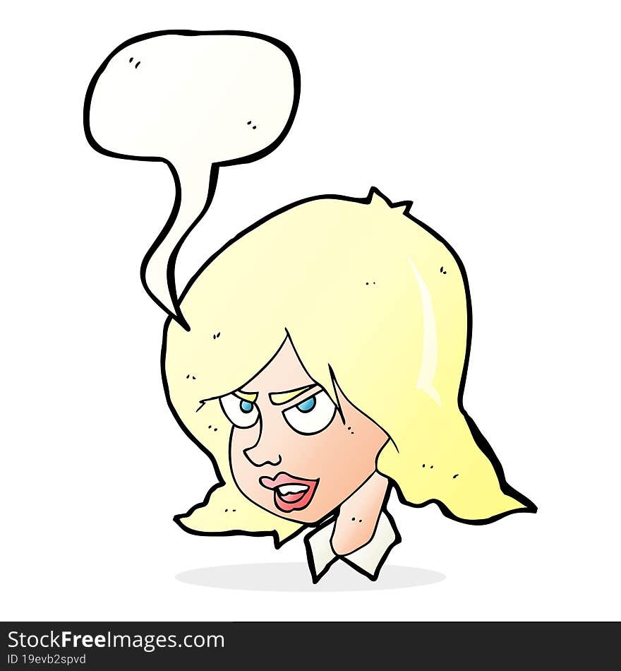 cartoon annoyed woman with speech bubble