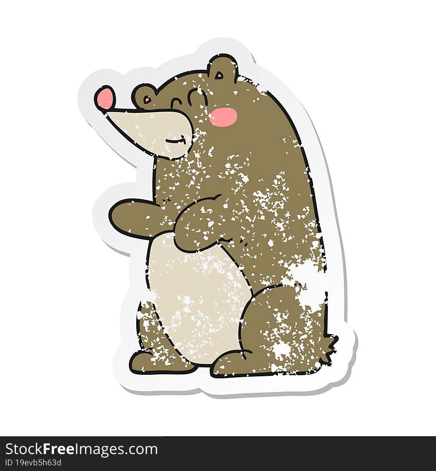 Retro Distressed Sticker Of A Cartoon Bear