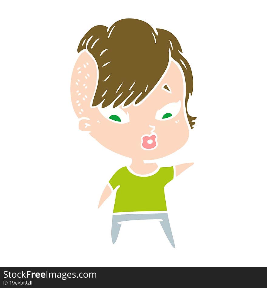 flat color style cartoon surprised girl