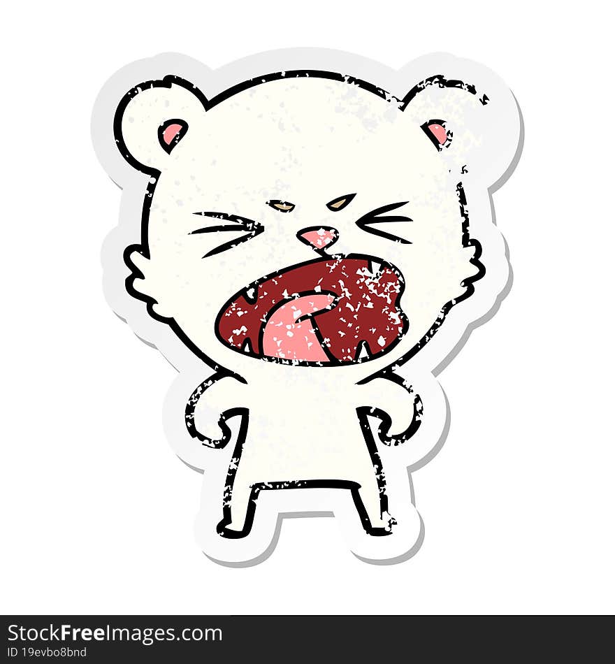 Distressed Sticker Of A Angry Cartoon Polar Bear