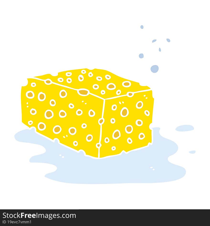 flat color illustration of a cartoon sponge