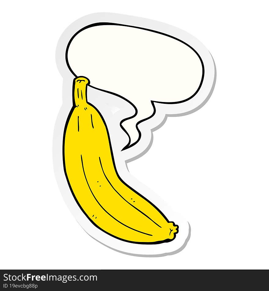 cartoon banana with speech bubble sticker. cartoon banana with speech bubble sticker