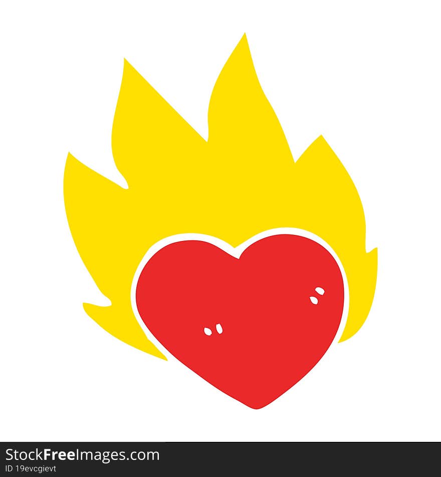 cartoon doodle flaming heart