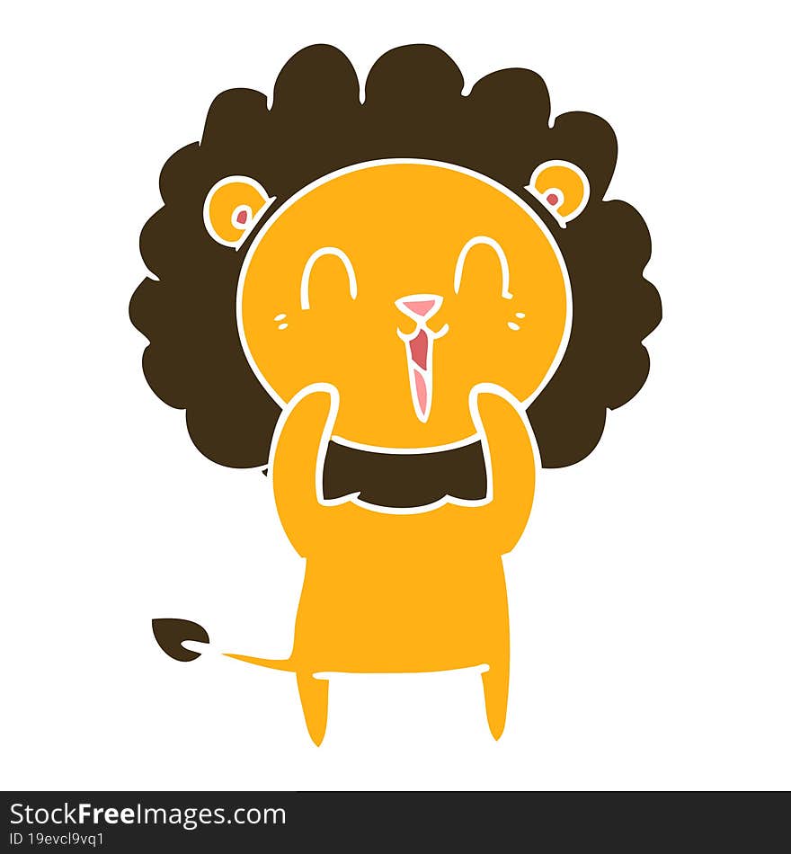 Laughing Lion Flat Color Style Cartoon