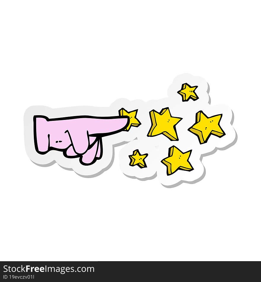 sticker of a cartoon pointing hand