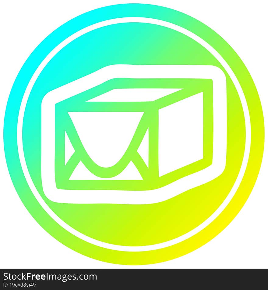 wrapped parcel circular in cold gradient spectrum