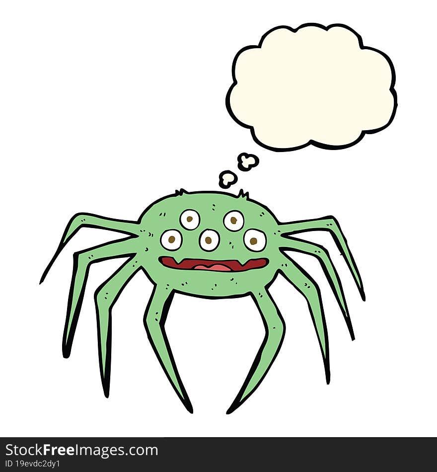 cartoon halloween spider with thought bubble