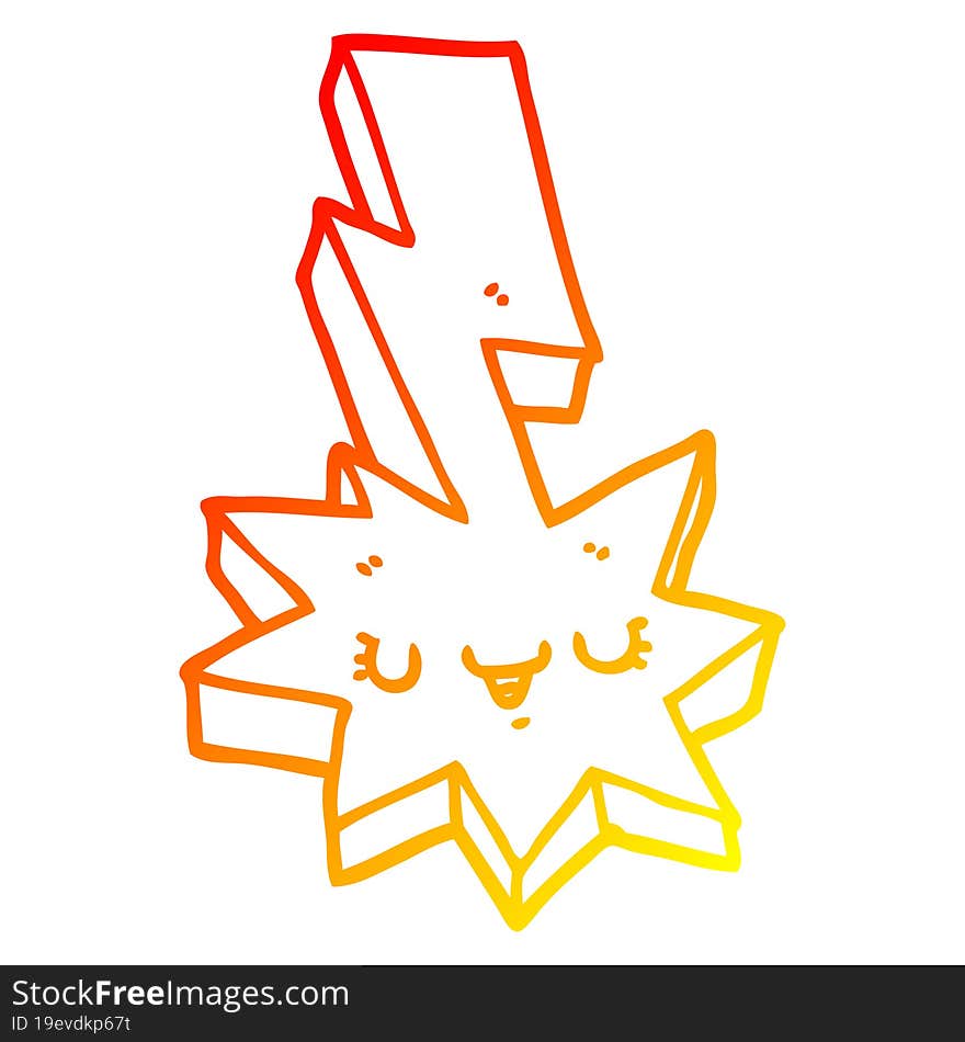 warm gradient line drawing cartoon lightning strike