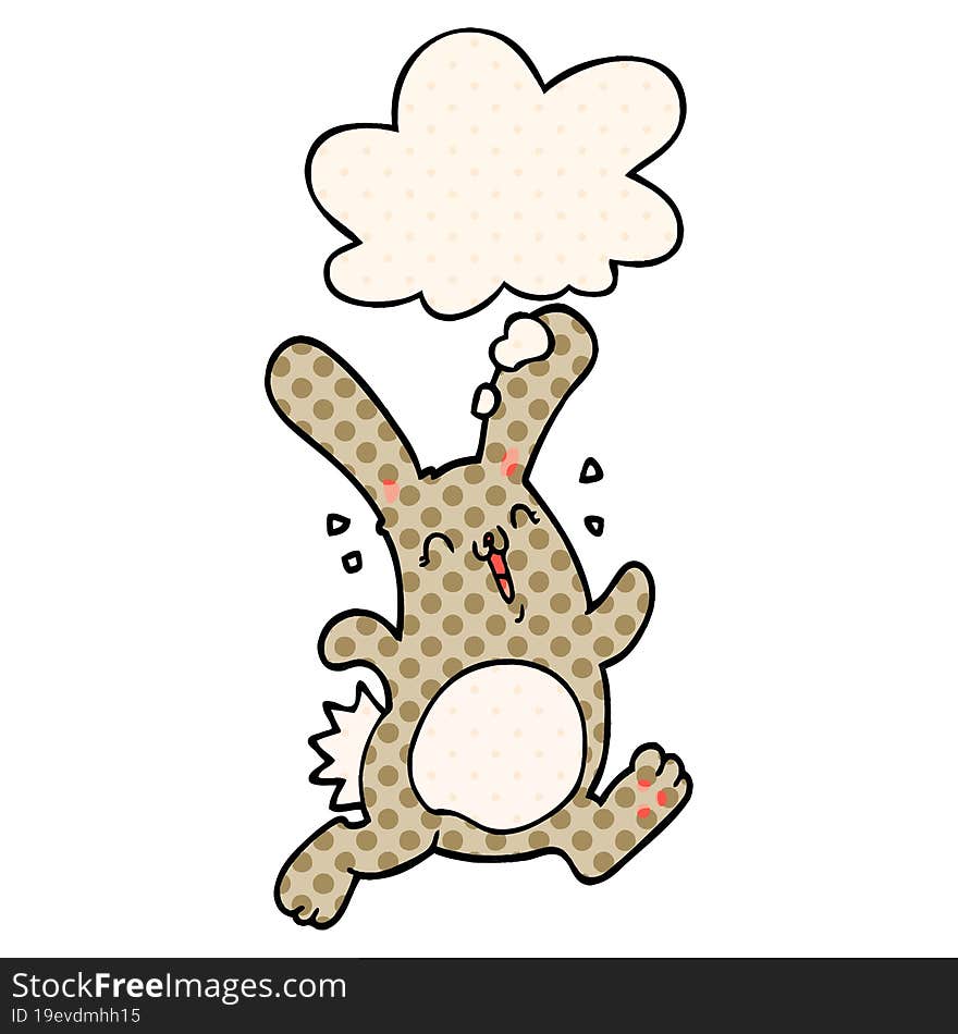 cartoon rabbit with thought bubble in comic book style