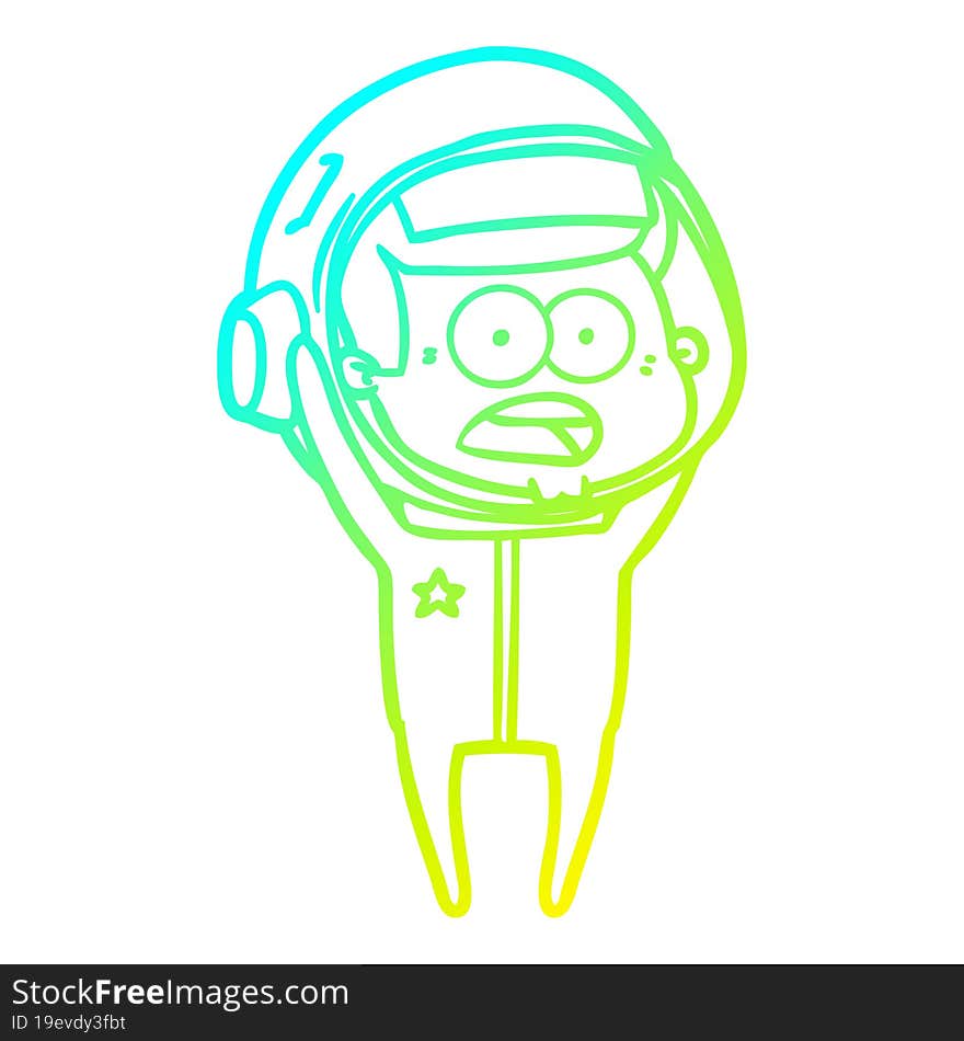 cold gradient line drawing cartoon surprised astronaut