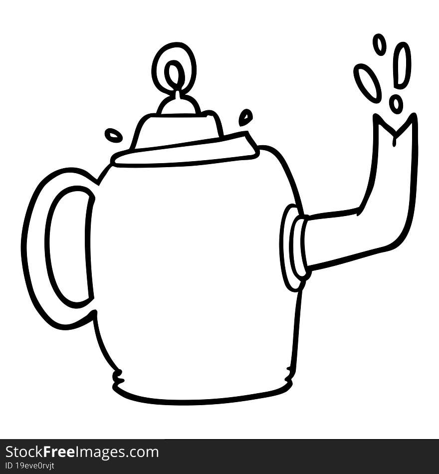 line drawing of a old metal kettle. line drawing of a old metal kettle