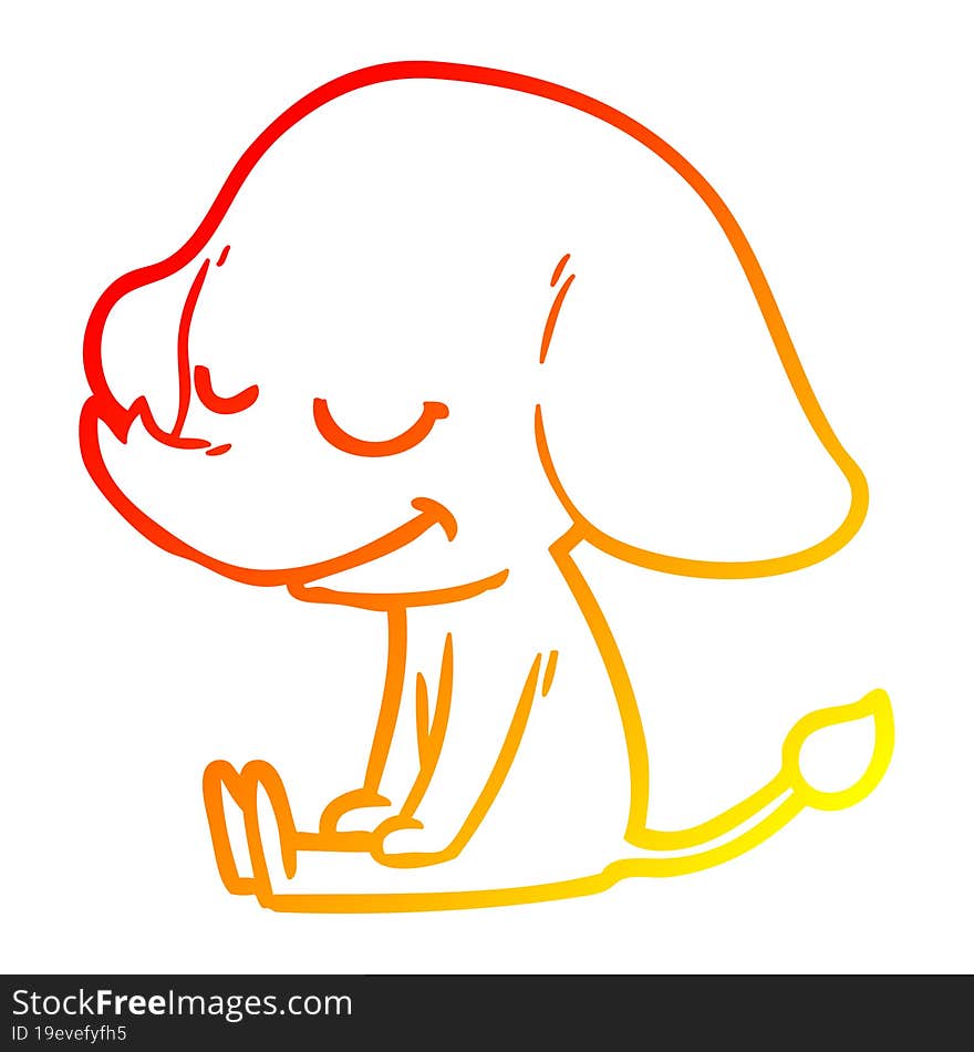 warm gradient line drawing cartoon smiling elephant