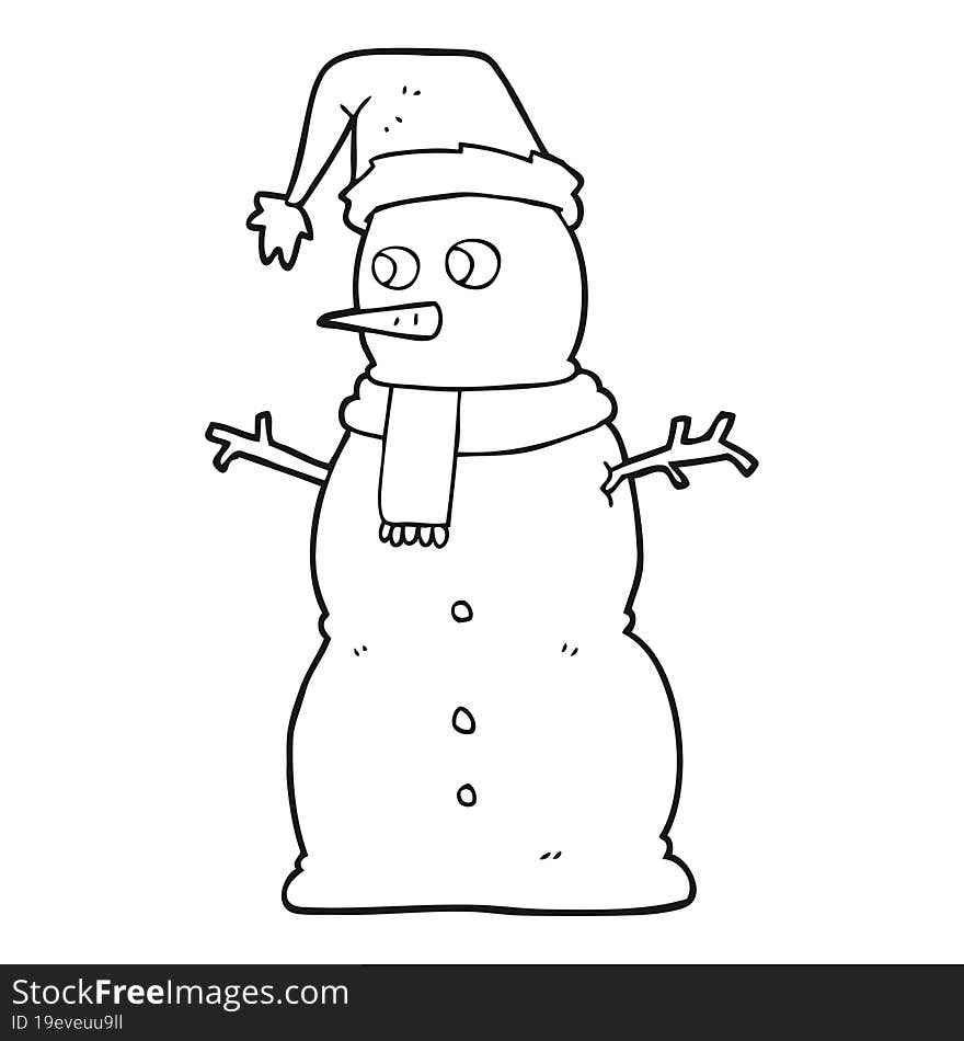 Black And White Cartoon Snowman