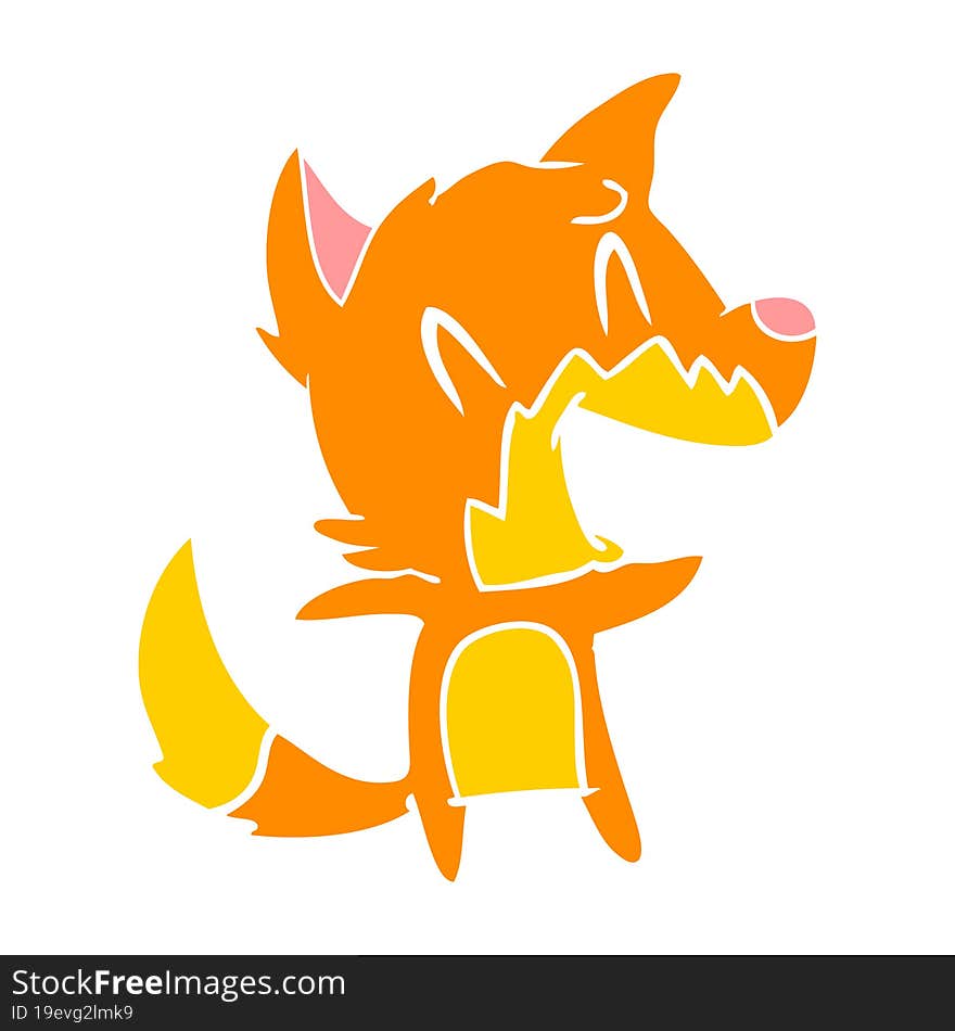 laughing fox flat color style cartoon