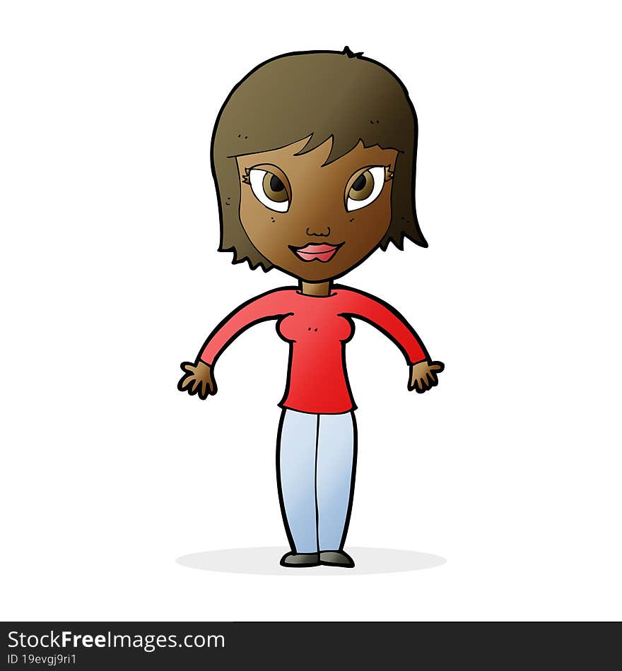 cartoon woman shrugging shoulders