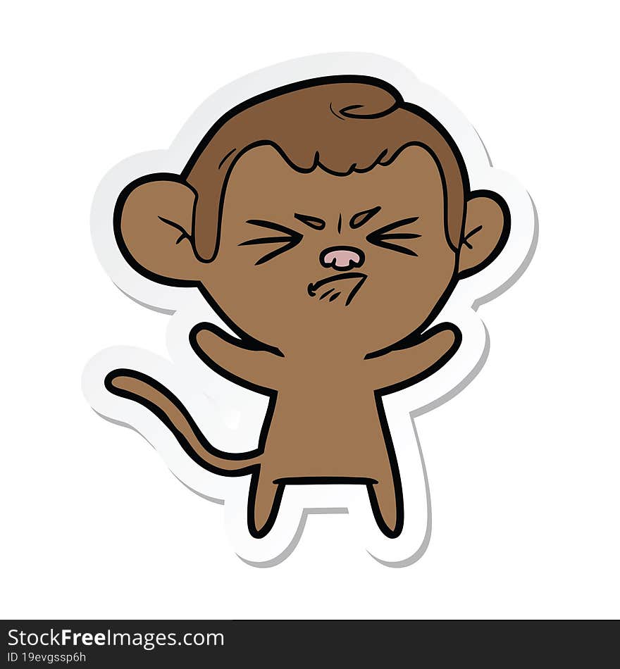 sticker of a cartoon annoyed monkey