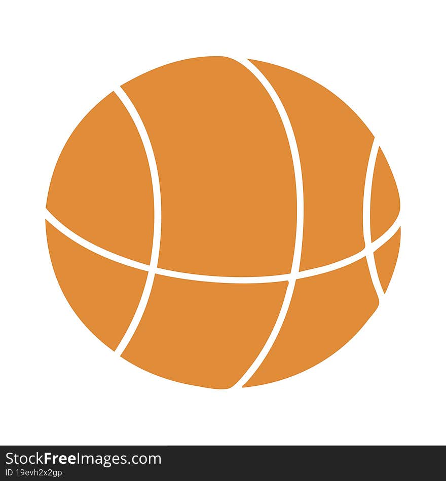 Flat Color Retro Cartoon Basket Ball