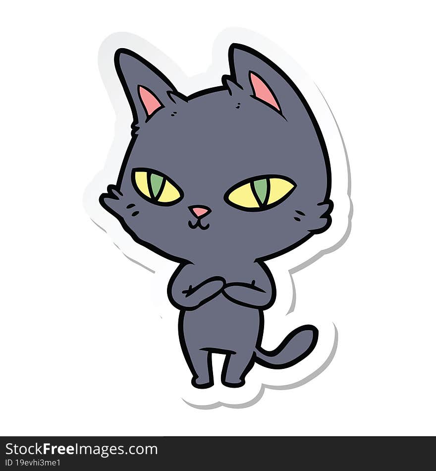 sticker of a cartoon cat staring