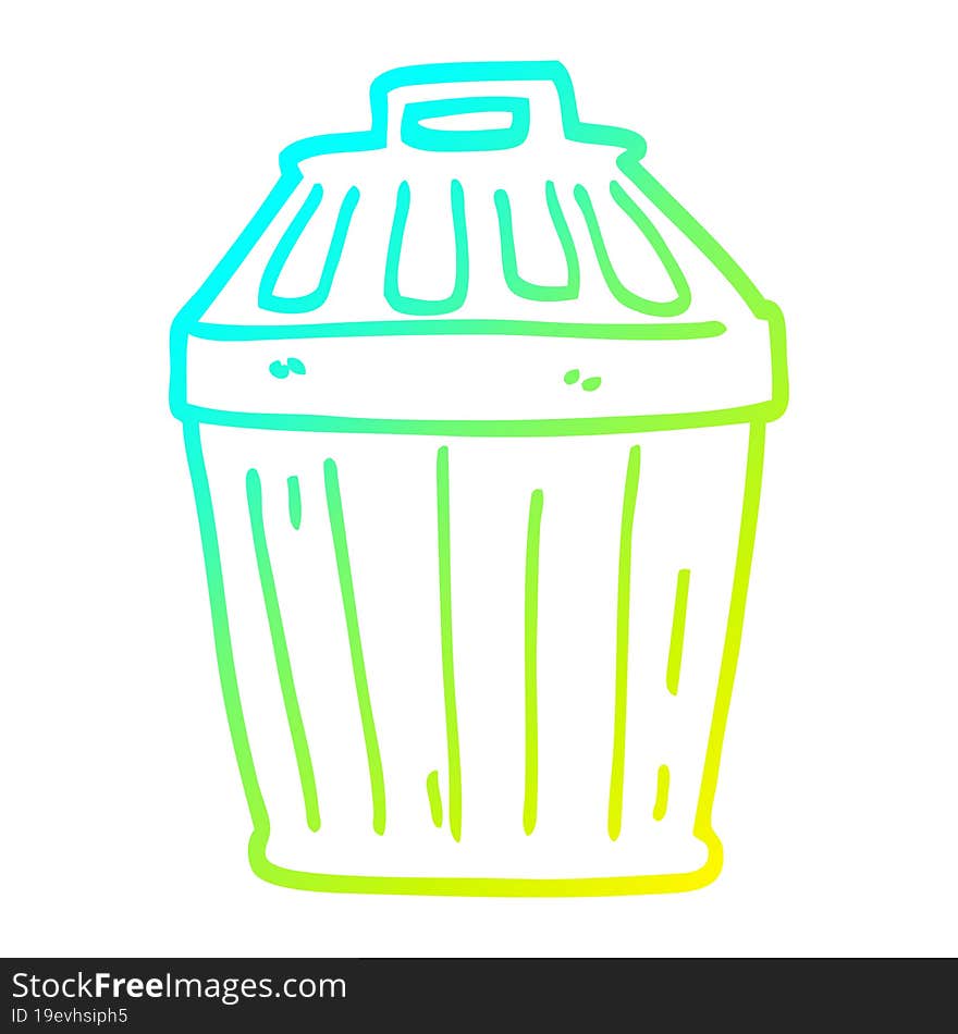 cold gradient line drawing cartoon waste bin