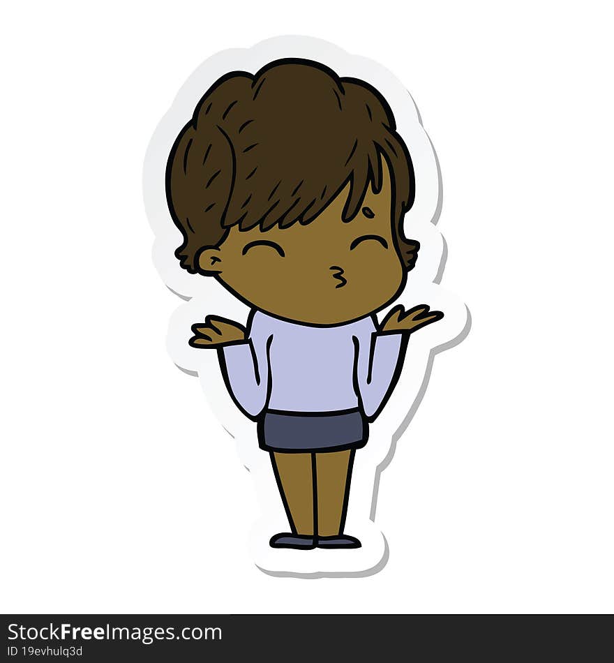 sticker of a cartoon woman thinking