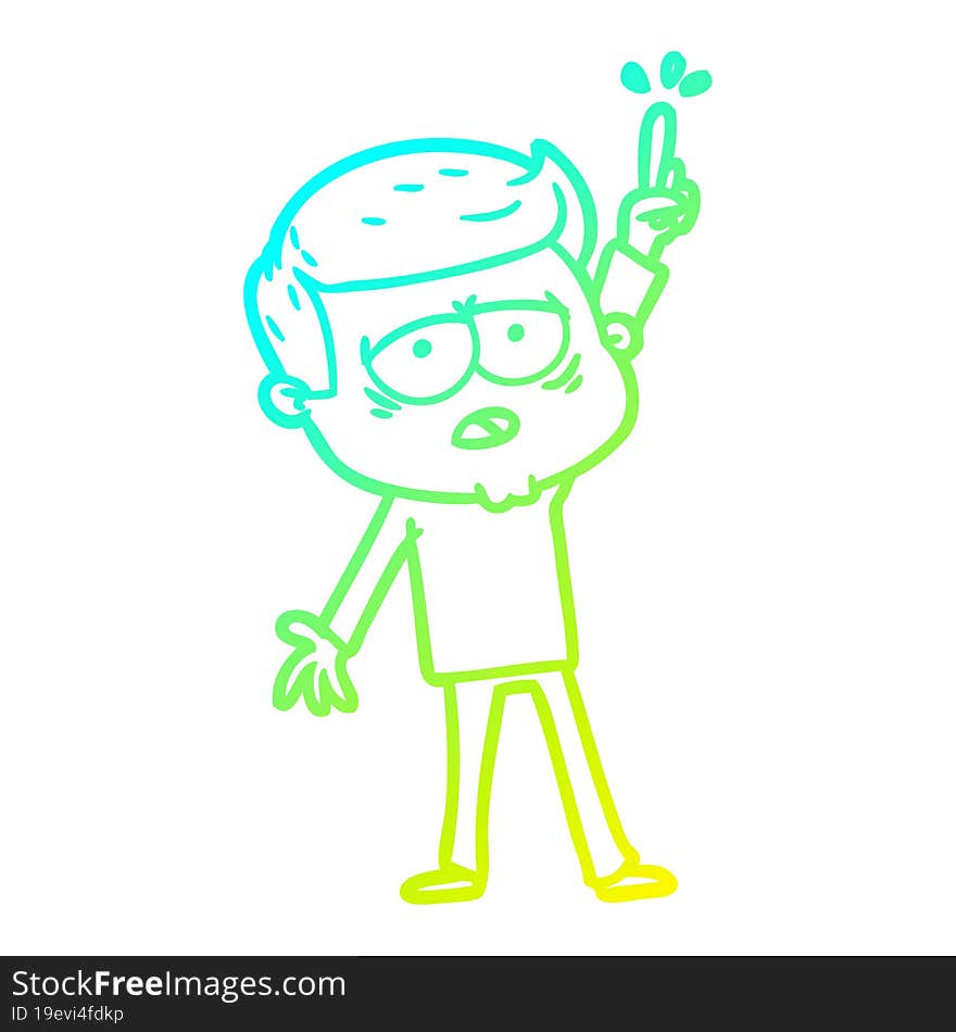 Cold Gradient Line Drawing Cartoon Tired Man Pointing