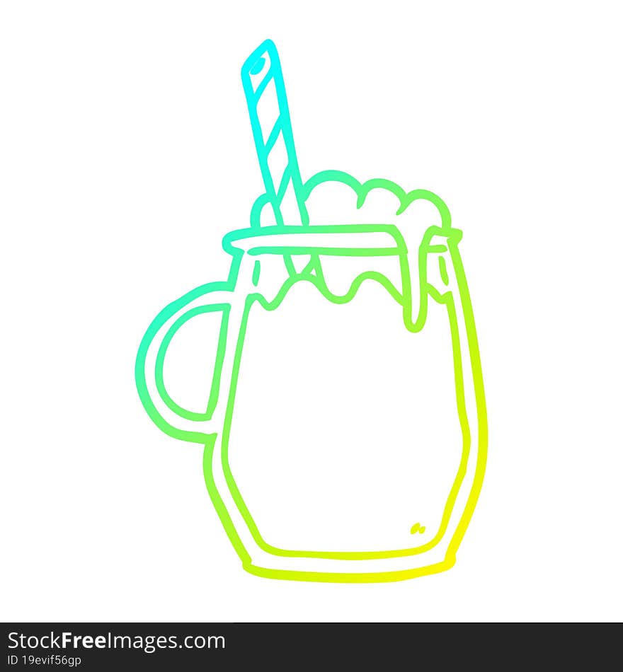 Cold Gradient Line Drawing Glass Of Root Beer With Straw