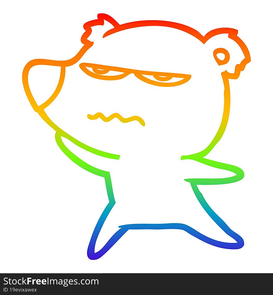 rainbow gradient line drawing angry bear cartoon