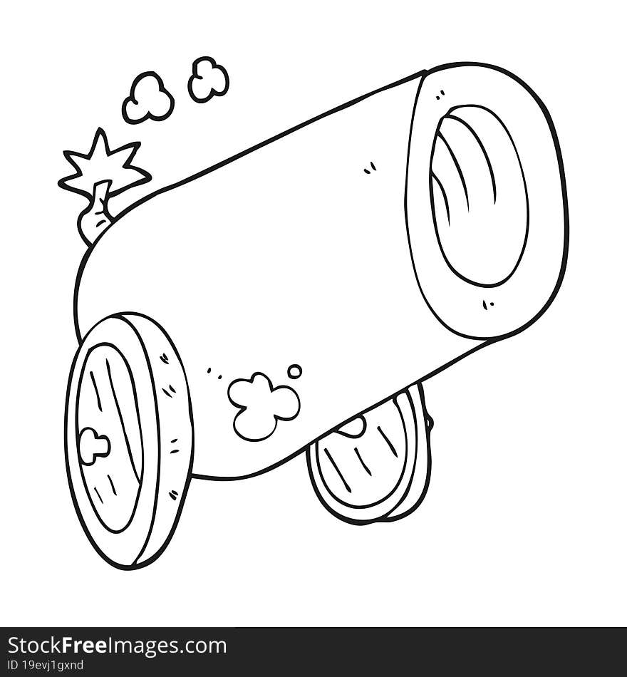 Black And White Cartoon Big Cannon