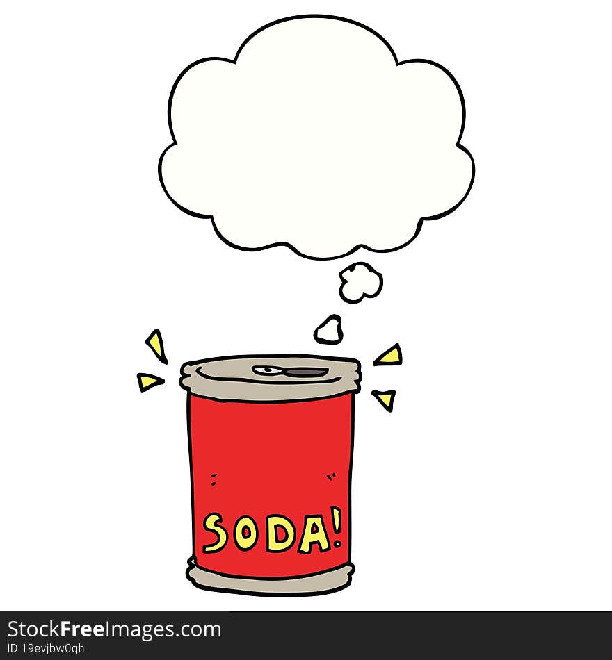 cartoon soda can and thought bubble