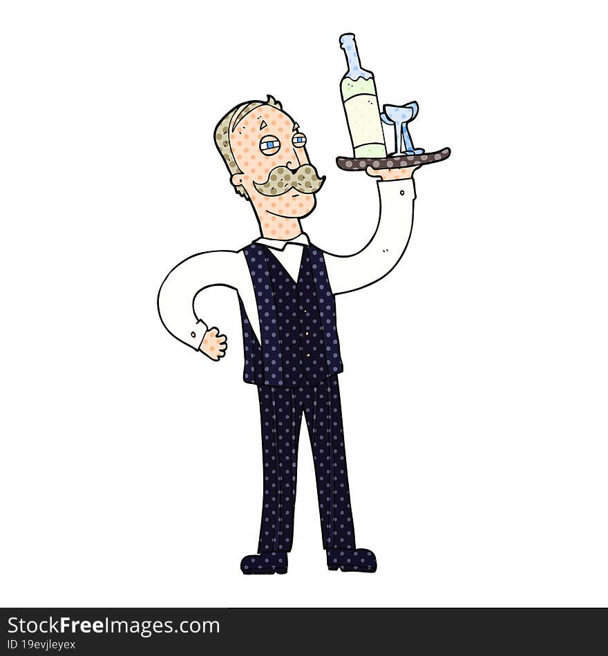 freehand drawn cartoon waiter